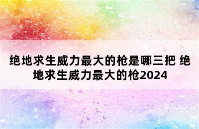 绝地求生威力最大的枪是哪三把 绝地求生威力最大的枪2024